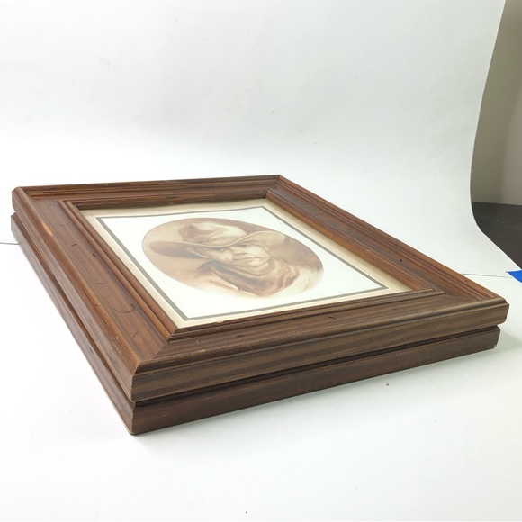 Vintage Wood Framed Art Print Signed Artist Vel Miller Young Cowboy Girl 1970s - Picture 8 of 11